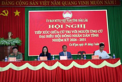 Đại tá Lê Hữu Tuấn - Phó Giám đốc Công an tỉnh Đắk Lắk, ứng cử viên đại biểu HĐND tỉnh Đắk Lắk khóa XI, nhiệm kỳ 2026 - 2031 tiếp xúc cử tri tại xã Cư M’gar