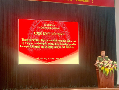 Công bố quyết định thanh tra việc chấp hành các quy định của pháp luật và của Bộ Công an trong công tác phòng, chống buôn lậu, gian lận thương mại, hàng giả