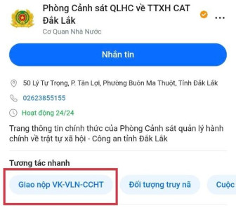 Công an tỉnh Đắk Lắk hướng dẫn Nhân dân “đăng ký giao nộp vũ khí, vật liệu nổ, công cụ hỗ trợ online” qua trang Zalo OA