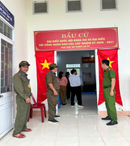 Công an xã Sơn Hòa bảo đảm an ninh, an toàn công tác bầu cử đại biểu Quốc hội khóa XVI và đại biểu HĐND các cấp nhiệm kỳ 2026-2031