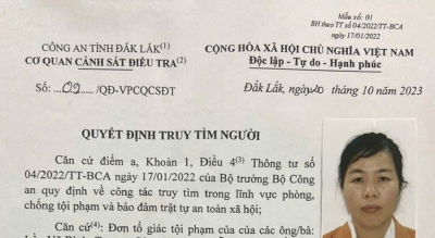 Cơ quan Cảnh sát điều tra Công an tỉnh Đắk Lắk truy tìm người bị tố giác về hành vi lừa đảo chiếm đoạt tài sản của nhiều cá nhân gây hậu quả thiệt hại đặc biệt nghiêm trọng