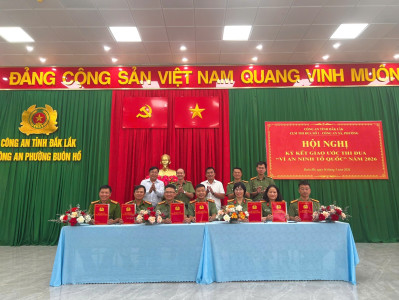 Cụm thi đua số 1 (Công an xã, phường) tổ chức Hội nghị ký kết giao ước thi đua “Vì an ninh Tổ quốc” năm 2026