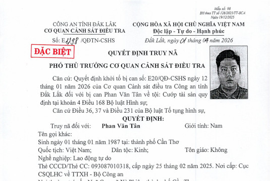 Thông báo truy nã tội phạm tháng 4/2026