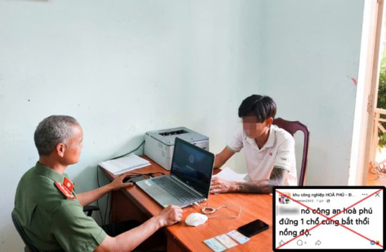Công an xã Hòa Phú làm việc với trường hợp đăng tải nội dung xuyên tạc, xúc phạm lực lượng chức năng