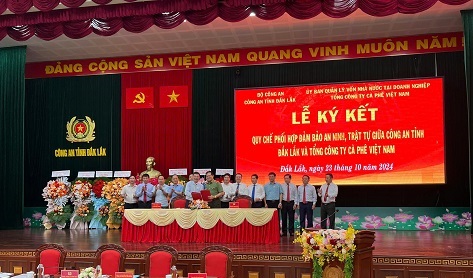 Công an tỉnh Đắk Lắk tổ chức ký kết Quy chế phối hợp bảo đảm ANTT với Tổng Công ty Cà phê Việt Nam